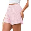 imagePRETTYGARDEN Womens Striped Boxer Shorts Summer 2025 Trendy Casual Elastic Waist Lounge Sleep Pajama Bottoms Beach ShortsStriped Light Pink White
