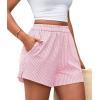 imagePRETTYGARDEN Womens Striped Boxer Shorts Summer 2025 Trendy Casual Elastic Waist Lounge Sleep Pajama Bottoms Beach ShortsStriped Light Pink White