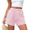 imagePRETTYGARDEN Womens Striped Boxer Shorts Summer 2025 Trendy Casual Elastic Waist Lounge Sleep Pajama Bottoms Beach ShortsStriped Light Pink White