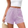 imagePRETTYGARDEN Womens Striped Boxer Shorts Summer 2025 Trendy Casual Elastic Waist Lounge Sleep Pajama Bottoms Beach ShortsStriped Purple White