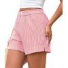 imagePRETTYGARDEN Womens Striped Boxer Shorts Summer 2025 Trendy Casual Elastic Waist Lounge Sleep Pajama Bottoms Beach ShortsStriped Red White
