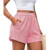 imagePRETTYGARDEN Womens Striped Boxer Shorts Summer 2025 Trendy Casual Elastic Waist Lounge Sleep Pajama Bottoms Beach ShortsStriped Red White