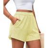 imagePRETTYGARDEN Womens Striped Boxer Shorts Summer 2025 Trendy Casual Elastic Waist Lounge Sleep Pajama Bottoms Beach ShortsStriped Yellow White