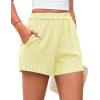 imagePRETTYGARDEN Womens Striped Boxer Shorts Summer 2025 Trendy Casual Elastic Waist Lounge Sleep Pajama Bottoms Beach ShortsStriped Yellow White