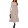 imagePRETTYGARDEN Cocktail Dresses for Women 2025 Elegant Classy Fall Long Sleeve Midi A Line Flowy Modest Winter Party DressApricot