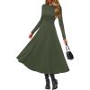 imagePRETTYGARDEN Cocktail Dresses for Women 2025 Elegant Classy Fall Long Sleeve Midi A Line Flowy Modest Winter Party DressArmy Green