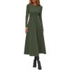 imagePRETTYGARDEN Cocktail Dresses for Women 2025 Elegant Classy Fall Long Sleeve Midi A Line Flowy Modest Winter Party DressArmy Green