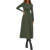 imagePRETTYGARDEN Cocktail Dresses for Women 2025 Elegant Classy Fall Long Sleeve Midi A Line Flowy Modest Winter Party DressArmy Green