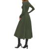 imagePRETTYGARDEN Cocktail Dresses for Women 2025 Elegant Classy Fall Long Sleeve Midi A Line Flowy Modest Winter Party DressArmy Green