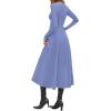 imagePRETTYGARDEN Cocktail Dresses for Women 2025 Elegant Classy Fall Long Sleeve Midi A Line Flowy Modest Winter Party DressBlue