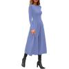 imagePRETTYGARDEN Cocktail Dresses for Women 2025 Elegant Classy Fall Long Sleeve Midi A Line Flowy Modest Winter Party DressBlue