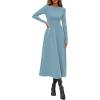 imagePRETTYGARDEN Cocktail Dresses for Women 2025 Elegant Classy Fall Long Sleeve Midi A Line Flowy Modest Winter Party DressGrey Green