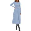 imagePRETTYGARDEN Cocktail Dresses for Women 2025 Elegant Classy Fall Long Sleeve Midi A Line Flowy Modest Winter Party DressLight Blue