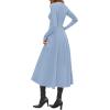 imagePRETTYGARDEN Cocktail Dresses for Women 2025 Elegant Classy Fall Long Sleeve Midi A Line Flowy Modest Winter Party DressLight Blue