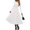 imagePRETTYGARDEN Cocktail Dresses for Women 2025 Elegant Classy Fall Long Sleeve Midi A Line Flowy Modest Winter Party DressWhite