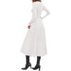 imagePRETTYGARDEN Cocktail Dresses for Women 2025 Elegant Classy Fall Long Sleeve Midi A Line Flowy Modest Winter Party DressWhite