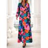 imagePRETTYGARDEN Womens 2025 Fall Wedding Guest Dresses Floral Long Sleeve V Neck Belted Long Flowy Boho Maxi DressFloral Black