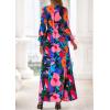 imagePRETTYGARDEN Womens 2025 Fall Wedding Guest Dresses Floral Long Sleeve V Neck Belted Long Flowy Boho Maxi DressFloral Black