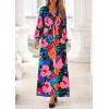 imagePRETTYGARDEN Womens 2025 Fall Wedding Guest Dresses Floral Long Sleeve V Neck Belted Long Flowy Boho Maxi DressFloral Black