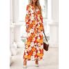 imagePRETTYGARDEN Womens 2025 Fall Wedding Guest Dresses Floral Long Sleeve V Neck Belted Long Flowy Boho Maxi DressFloral Orange