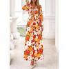 imagePRETTYGARDEN Womens 2025 Fall Wedding Guest Dresses Floral Long Sleeve V Neck Belted Long Flowy Boho Maxi DressFloral Orange