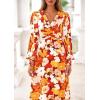 imagePRETTYGARDEN Womens 2025 Fall Wedding Guest Dresses Floral Long Sleeve V Neck Belted Long Flowy Boho Maxi DressFloral Orange