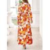 imagePRETTYGARDEN Womens 2025 Fall Wedding Guest Dresses Floral Long Sleeve V Neck Belted Long Flowy Boho Maxi DressFloral Orange