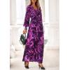 imagePRETTYGARDEN Womens 2025 Fall Wedding Guest Dresses Floral Long Sleeve V Neck Belted Long Flowy Boho Maxi DressFloral Purple
