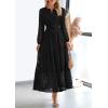 imagePRETTYGARDEN Womens Long Sleeve Maxi Dress V Neck Hollow Out Eyelet A Line Long Flowy 2025 Fall Wedding Guest DressesBlack