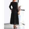 imagePRETTYGARDEN Womens Long Sleeve Maxi Dress V Neck Hollow Out Eyelet A Line Long Flowy 2025 Fall Wedding Guest DressesBlack