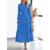 imagePRETTYGARDEN Womens Long Sleeve Maxi Dress V Neck Hollow Out Eyelet A Line Long Flowy 2025 Fall Wedding Guest DressesBlue