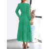 imagePRETTYGARDEN Womens Long Sleeve Maxi Dress V Neck Hollow Out Eyelet A Line Long Flowy 2025 Fall Wedding Guest DressesGreen