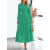 imagePRETTYGARDEN Womens Long Sleeve Maxi Dress V Neck Hollow Out Eyelet A Line Long Flowy 2025 Fall Wedding Guest DressesGreen