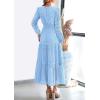 imagePRETTYGARDEN Womens Long Sleeve Maxi Dress V Neck Hollow Out Eyelet A Line Long Flowy 2025 Fall Wedding Guest DressesLight Blue