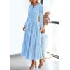 imagePRETTYGARDEN Womens Long Sleeve Maxi Dress V Neck Hollow Out Eyelet A Line Long Flowy 2025 Fall Wedding Guest DressesLight Blue