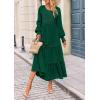 imagePRETTYGARDEN Womens Smocked Maxi Dress 2025 Fall Casual Long Sleeve Swiss Dot Ruffle Long Flowy Wedding Guest DressesDark Green