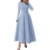 imagePRETTYGARDEN Cocktail Dresses for Women 2025 Elegant Classy Fall Long Sleeve Midi A Line Flowy Modest Winter Party DressLight Blue