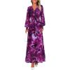 imagePRETTYGARDEN Womens 2025 Fall Wedding Guest Dresses Floral Long Sleeve V Neck Belted Long Flowy Boho Maxi DressFloral Purple