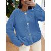imagePRETTYGARDEN Cardigan Sweaters for Women 2025 Trendy Oversized Knit Chunky Button Cardigans Fall Winter Outfits with PocketsBlue