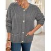 imagePRETTYGARDEN Cardigan Sweaters for Women 2025 Trendy Oversized Knit Chunky Button Cardigans Fall Winter Outfits with PocketsGrey