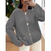 imagePRETTYGARDEN Cardigan Sweaters for Women 2025 Trendy Oversized Knit Chunky Button Cardigans Fall Winter Outfits with PocketsGrey