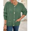 imagePRETTYGARDEN Cardigan Sweaters for Women 2025 Trendy Oversized Knit Chunky Button Cardigans Fall Winter Outfits with PocketsSage Green