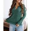 imagePRETTYGARDEN Long Sleeve Shirts for Women 2025 Fall V Neck Waffle Basic Tee Dressy Casual Winter Blouses Knit Tunic TopsGreen