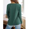 imagePRETTYGARDEN Long Sleeve Shirts for Women 2025 Fall V Neck Waffle Basic Tee Dressy Casual Winter Blouses Knit Tunic TopsGreen
