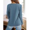 imagePRETTYGARDEN Long Sleeve Shirts for Women 2025 Fall V Neck Waffle Basic Tee Dressy Casual Winter Blouses Knit Tunic TopsGrey Blue