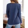 imagePRETTYGARDEN Long Sleeve Shirts for Women 2025 Fall V Neck Waffle Basic Tee Dressy Casual Winter Blouses Knit Tunic TopsNavy