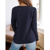 imagePRETTYGARDEN Long Sleeve Shirts for Women 2025 Fall V Neck Waffle Basic Tee Dressy Casual Winter Blouses Knit Tunic TopsNavy Blue