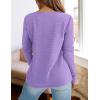 imagePRETTYGARDEN Long Sleeve Shirts for Women 2025 Fall V Neck Waffle Basic Tee Dressy Casual Winter Blouses Knit Tunic TopsPurple