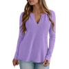 imagePRETTYGARDEN Long Sleeve Shirts for Women 2025 Fall V Neck Waffle Basic Tee Dressy Casual Winter Blouses Knit Tunic TopsPurple
