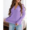 imagePRETTYGARDEN Long Sleeve Shirts for Women 2025 Fall V Neck Waffle Basic Tee Dressy Casual Winter Blouses Knit Tunic TopsPurple